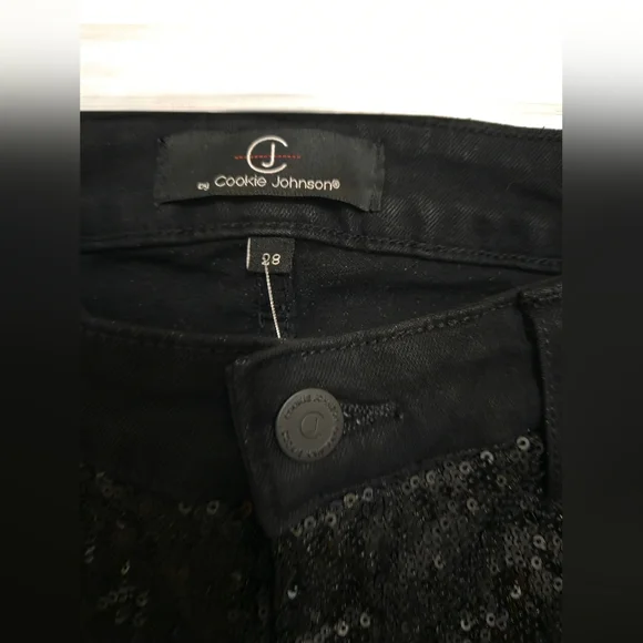 Cookie Johnson Black Sequin Women's Jeans 28 NWT - Picture 5 of 11